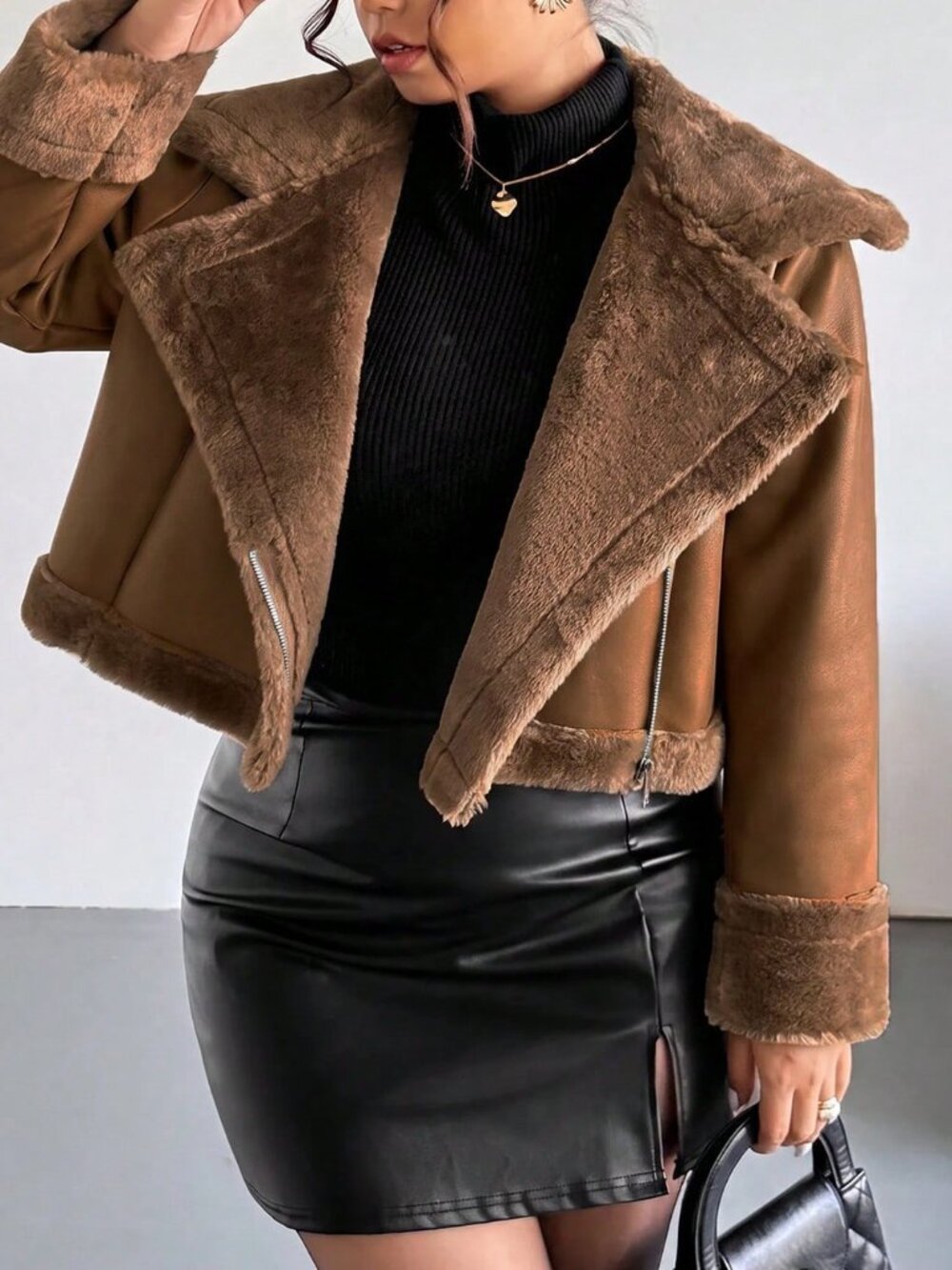 Brown Casual Women's Loose Fit Long Sleeve Jacket Coat